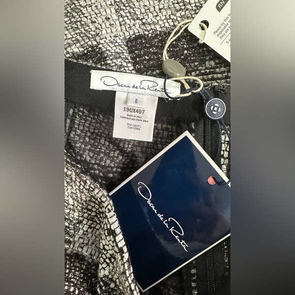 NWT Oscar de la Renta Grey Checkered Tweed Wool Blend Skirt Pockets Silk Lined 8 - Picture 3 of 14